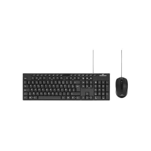 Bluestork Media Office Pack – Set mit kabelgebundener USB-Tastatur – ergonomische AZERTY und kabelgebundene Maus – Set aus Tastatur und Maus, leise, einfache Verbindung, Komfort – PC/Linux