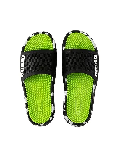 Arena Unisex Marco BI Slide Sandal, Lime, 42 EU - Dusch- & Badeschuhe für Herren mit angenehmem Massage-Fußbett und verbesserter Rutschfestigkeit für optimalen Komfort am Schwimmbad oder Strand.