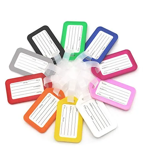 GTIWUNG 10 Stück Kofferanhänger Koffer, Kofferanhänger mit Adresskarte, Flugzeug Gepäckanhänger, Tags mit Namensschild, Luggage Tags, Schlüsselanhänger Beschriftbar