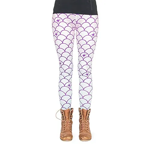 cosey - Bunte Bedruckte Motiv-Leggings (Einheitsgröße) - Design Meerjungfrau Rosa