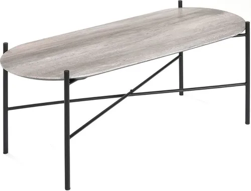 Moderner Couchtisch META 100 cm in Eichen-Optik mit schwarzem Metallgestell - Eleganter Couchtisch in Eichen-Look, ideal für jeden Wohnbereich. Mit robustem MDF und stabilem Metallgestell. Perfekt für gemütliche Stunden!