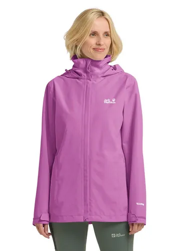 Jack Wolfskin Trailtime Regenjacke für Damen, XL, violett - Die TRAILTIME 2L JACKET bietet zuverlässigen Wetterschutz und hohen Tragekomfort. Mit wasserdichter TEXAPORE CORE Membran und Fair-Wear-Zertifizierung ist sie ideal für jedes Abenteuer im Freien.