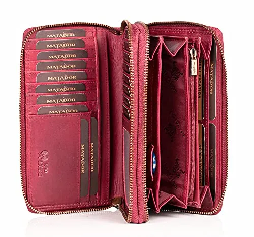 MATADOR Geldbeutel Damen Rosa #Madrid mit Edler Geschenk Box - Elegante Damen-Geldbörse mit RFID-Schutz, handgefertigt und ausgestattet mit 30 Kartenfächern für optimale Organisation. Perfekt als Geschenk für jeden Anlass.