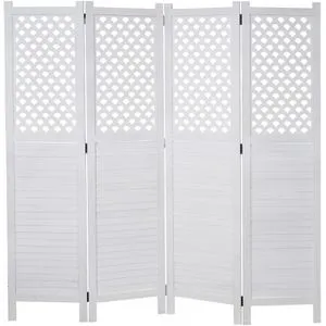 Paravent HWC-A84, Raumteiler mit Ornamenten 170x161cm - weiß - Eleganter Paravent aus hochwertigem Paulowniaholz, ideal als Sichtschutz oder Raumteiler. Platzsparend zusammenklappbar und sofort einsatzbereit – für mehr Privatsphäre in jedem Raum.