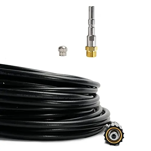 Rohrreinigungsschlauch Set 3-Teilig für Nilfisk ALTO Profi Hochdruckreiniger KW und andere – Anschluss M22 x 1,5 AG für KEW, WAP, Alto, Nilfisk & Kränzle + Rohrreinigungsdüse (10 Meter)