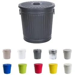 Jinfa Mülleimer mit Deckel - 35 Liter Abfallbehälter aus Metall - Aschesauger mit hygienischem Metall-Design, das keine Gerüche annimmt. Ideal für Küche, Büro oder als vielseitiger Behälter für verschiedene Zwecke.