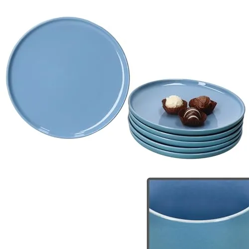 Ritzenhoff & Breker Jasper 6er Set Kuchenteller Ozeanblau - Dessertteller-Set aus robustem Steingut für 6 Personen, mit modernen Glasuren und Soft-Touch-Haptik. Ideal für Salat, Dessert und Kuchen – spülmaschinen- und mikrowellengeeignet.
