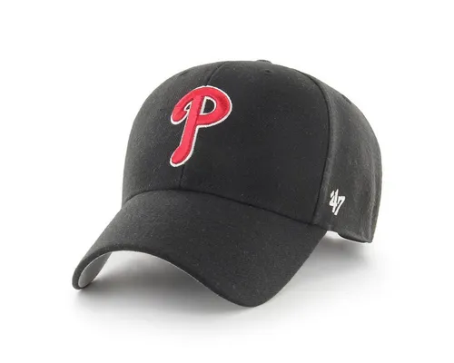 MLB Philadelphia Phillies P Cap - Verstellbare Baseballcap in Schwarz - Baseball-Mützen & Caps, verstellbare MVP Kappe für Unisex Erwachsene, ideal für Fans der Philadelphia Phillies.