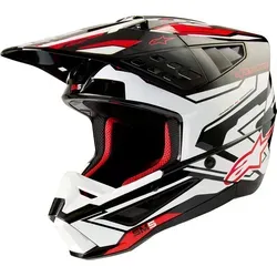 Alpinestars S-M5 Action 2 Motocrosshelm - Schwarz/Weiß/Rot - L - Motorradhelm mit optimalem Schutz und Komfort, entwickelt für MX-Fahrer. Leichtgewichtige Schale, fortschrittliche Aufprallschutztechnologie und verbesserte Belüftung für besten Fahrspaß.