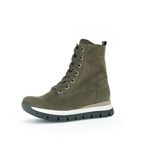 Gabor Damen Schnürstiefeletten, Frauen Boots,Wechselfußbett,Komfortable Mehrweite (H),Boots,Stiefel,Military (Flausch),38 EU / 5 UK