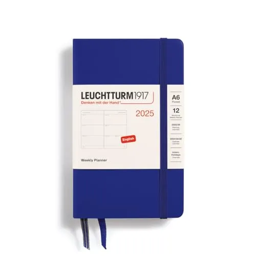 LEUCHTTURM1917 370783 Wochenkalender Pocket (A6) 2025, Ink, Englisch