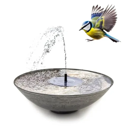 matches21 HOME & HOBBY Solarbrunnen Set mit Schale - Teichdekoration mit 35 cm Schale - dekorativer Solar Gartenbrunnen und Vogeltränke, sofort betriebsbereit und ideal für Balkon oder Terrasse.