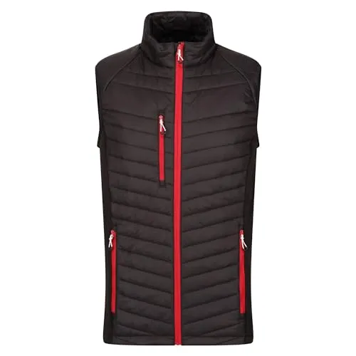 Regatta Herren Men's Navigate Hybrid Isolierte Bodywarmer - Schwarz/Orange, Größe L - Stylische Hybrid-Weste mit leicht isolierender Füllung, ideal für aktive Freizeit. Praktische Taschen und Stretchmaterial sorgen für Komfort und Bewegungsfreiheit.