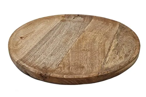 Spetebo Mango Holztablett rund - 38 cm - Deko Servierteller lebensmittelecht - Holz Obst Gemüse Schale Kerzen Tablett Schmuck Teller massiv