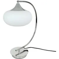 Licht-Erlebnisse Tischleuchte Chrom mit Glasschirm - Tischlampe für Schlafzimmer und Büro, elegantes Design mit vielseitigem Stil, der das Licht großzügig streut und jeden Raum perfekt erleuchtet.