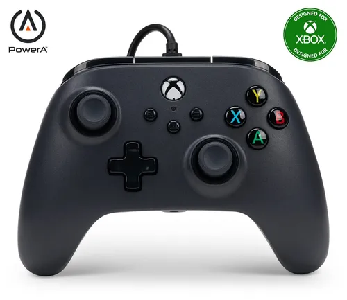 Kabelgebundener PowerA Controller für Xbox Series X S - Schwarz, 3 m USB-Kabel, offiziell lizenziert mit natürlicher Bauform und Rumble-Motoren
