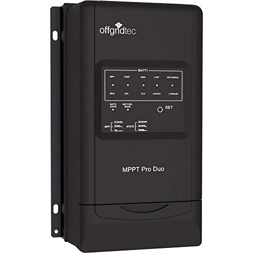 Offgridtec 30A Duo-Laderegler MPPT Pro - Solarladeregler für zwei 12V- oder 24V-Batteriekreisläufe, 30A MPPT-Technologie für maximale Effizienz, optional mit Fernanzeige und Einbaurahmen.
