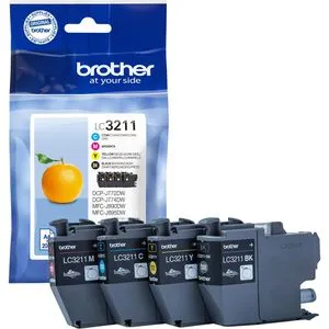 Brother LC-3211VAL ValuePack CMYK Original Tintenpatronen - Druckerpatronen für MFC-J und DCP-J Modelle, mit einer Kapazität von 800 Seiten für brillante Ausdrucke in Schwarz, Cyan, Magenta und Gelb.
