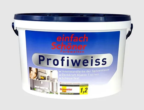 einfach Schöner 1 L. Profiweiss Wandfarbe Weiss stumpfmatt, hochdeckend Klasse 1
