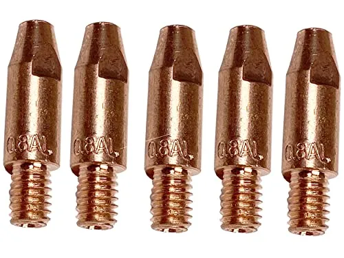 WELDINGER Stromdüsen M6 für Aluminium 0,8x28 mm MIG MAG Brenner MB 25 5er-Pack Schweißzubehör Düsen