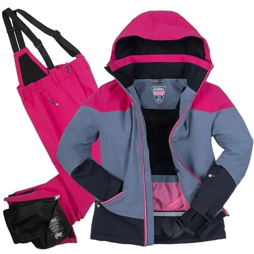 Killtec Mädchen Skianzug Größe 176 - Wasserdicht und Atmungsaktiv in Blaugrau Pink - 2-teiliger Skianzug für Mädchen, ideal für den Winter. Mit 10.000 mm Wassersäule, winddicht und atmungsaktiv. Perfekt ausgestattet für unbeschwerte Tage im Schnee!