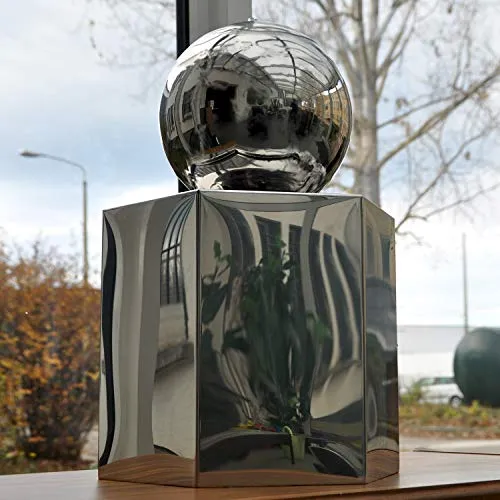 Köhko® Springbrunnen Ø 20 cm mit LED-Beleuchtung - Brunnen & Kaskaden: Hochglanzpolierter Edelstahl, ideal für stimmungsvolle Gartenbeleuchtung und entspannende Wasserspiele.