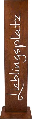 Rostikal Metallschild Lieblingsplatz Garten Schild Edelrost - Metallschild für Garten und Terrasse, einzigartiges Edelrost Finish, handgefertigt in Bayern, ideal als Geschenk oder für die eigene Deko.
