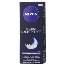 Beiersdorf AG NIVEA Face Sensitive Nachtpflege, Regeneriert und befreit die Haut im Schlaf sanft von Strapazen des Tages , 50 ml - Tube 82348