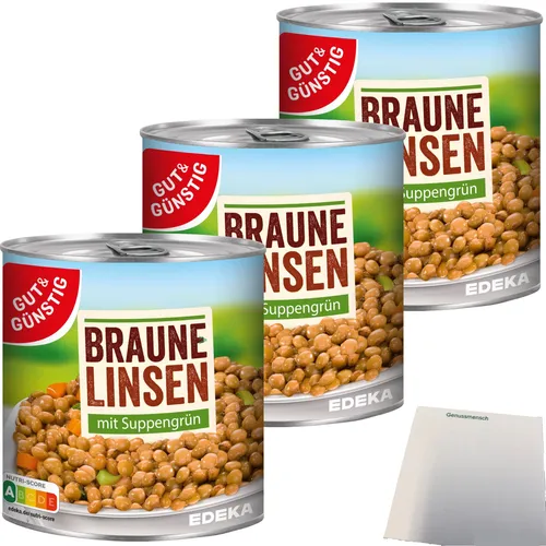 Gut&Günstig Linsen mit Suppengrün 3er Pack 3x800g Dose usy Block