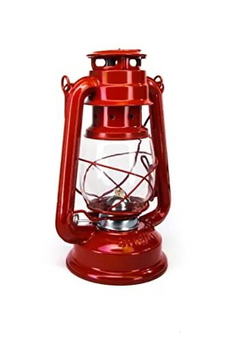 Campfrei Petroleumlampe 24 cm, 4 Farben, Rot, Pulverbeschichtet, Glas, Sturmlaterne, Camping