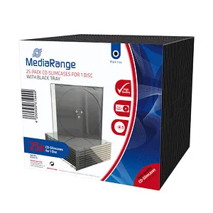 MediaRange CD-Slimcases f. 1 Disc m. schwarz Tray 25er-Pack
