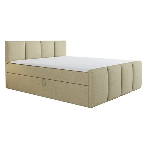 Boxspringbett ECOS 120 x 200 mit 2 Bettkästen und Topper in Beige - Stylisches Boxspringbett mit Bonellfederkernmatratze und praktischem Bettkasten. Ideale Lösung für komfortables Schlafen und zusätzlichen Stauraum in jedem Schlafzimmer.