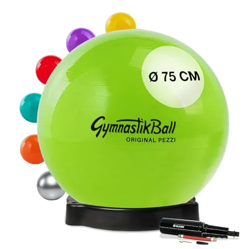 Original Pezziball Standard 75 cm apfelgrün m. Ballschale & Pumpe Gymnastikball