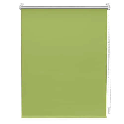 Lichtblick Thermorollo – Verdunklungsrollo ohne Bohren in Grün, B110 x H150 cm - Seitenzug- & Springrollos: Einfach zu montieren ohne Bohren, bietet 100% Verdunklung und Hitzeschutz durch eine spezielle Silberbeschichtung.