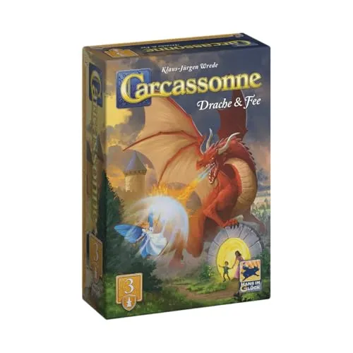 Hans im Glück Carcassonne – Drache und Fee (Auflage 2025), 3. Erweiterung, Familienspiel, 2-6 Spieler, 7+ Jahre, 45 Minuten, Deutsch