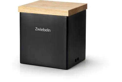 Continenta Vorratsdose schwarz - elegante Aufbewahrung - Frischhaltedosen mit attraktivem Holzdeckel, ideal für die stilvolle Aufbewahrung von Lebensmitteln. Die Dose bietet beste Belüftung für längere Haltbarkeit und ist platzsparend.