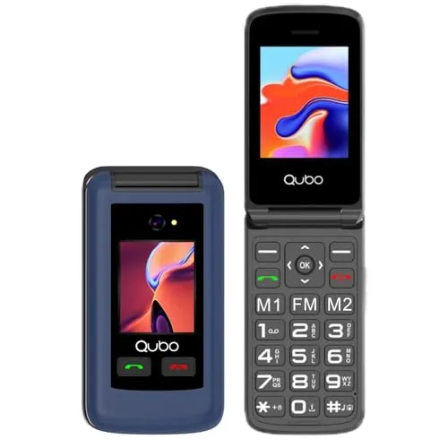 Qubo Flip Telefon für Senioren GSM, Handy für Senioren, Display 2,4 Zoll, hohe Lautstärke, SOS-Funktion, Dual-SIM-Funktion