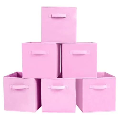 PowerKing Aufbewahrungsbox Organizer aus Stoff, 6-er faltbar Aufbewahrungsbehälter Aufbewahrung Box Würfel - Rosa