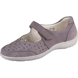 Waldläufer Henni Weite H Halenschuh Beige - Komfort Slipper für Damen in Beige, aus hochwertigem Nubukleder mit klettbarem Riemen für optimale Passform und luftigen Fußkomfort dank Cut-outs.