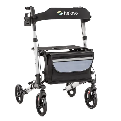 Helavo Rollator H1010 – Faltbarer Reise-Rollator mit Sitz - Der Helavo Rollator H1010 ist ein leichter und stabiler faltbarer Rollator mit Sitz, ideal für Senioren. Mit nur 8,3 kg und einer Tragkraft von bis zu 136 kg bietet er Komfort beim Gehen und ist perfekt für unterwegs.