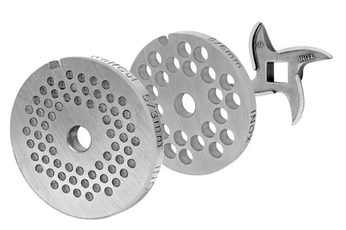 Lochscheibensatz für Fleischwolf Größen 5/2mm+6mm u. ein Sichelmesser