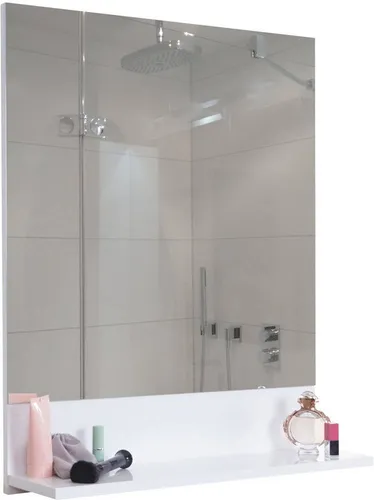 HW Badmöbel Wandspiegel HWC-B19 - Eleganter Badezimmerspiegel mit Ablage - Badmöbelset mit stilvollem 60cm Wandspiegel, der zusätzlichen Stauraum bietet und Ihr Badezimmer optisch vergrößert.