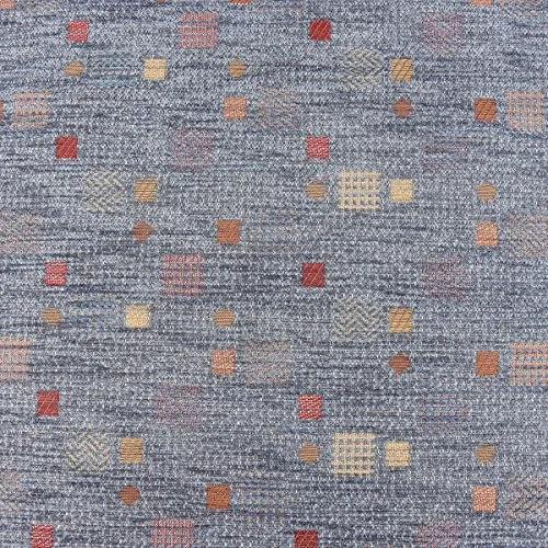 SCHÖNER LEBEN. Stoff Möbelstoff Bezugsstoff Chenille WALSUM Kästchen blau 140cm