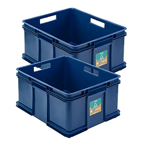 PAFEN 2x Euro Stapelbox Bruno Eco Blau Euro-Box Stapelkasten 54L Transport Eurobehälter