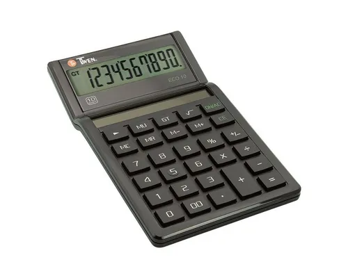 TWEN Taschenrechner ECO 10, mit 10-stelligem, angewinkeltem Display
