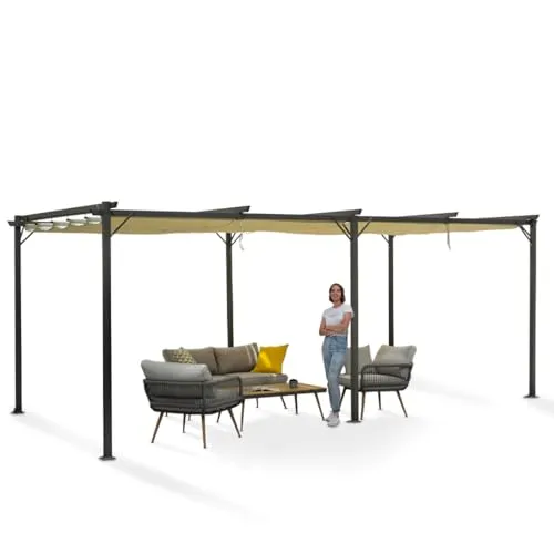 Grindi - Pavillon Garten - Terrassendach - Sonnensegel - Irda IV, 3x6 m - wasserdichtes & stabiles Sonnenschutz für Terrasse und Freistehender - Gartenpavillon - Terrassendach - Markise