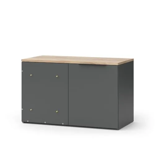 Vicco Highboard Wido, Anthrazit/Sonoma, 80 x 50 cm - Stylisches Highboard mit 1 Tür, ideal für Wohnräume. Bietet großzügigen Stauraum und besticht durch seine moderne Farbgebung in Anthrazit und Sonoma.