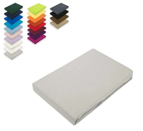 EXKLUSIV HEIMTEXTIL Topper Jersey Spannbettlaken 180 x 200 cm - Spannbetttuch aus 100% Baumwolle, Öko-Tex zertifiziert, mit Rundumgummizug für perfekten Sitz und faltenfreie Oberfläche, ideal für Topper bis 12 cm Steghöhe.