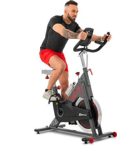 Hop-Sport Indoor Cycling Bike HS-065IC - Ergonomisches Speedbike mit LCD-Display und 20 KG Schwungrad - Fahrradergometer mit 20kg Schwungrad für intensives Training, Notbremse für Sicherheit und ergonomischem Design für optimalen Komfort.