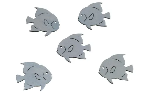 STK Fische grau graublau hellblau Deko Fisch 61 maritim Tischdeko Holzfische 36